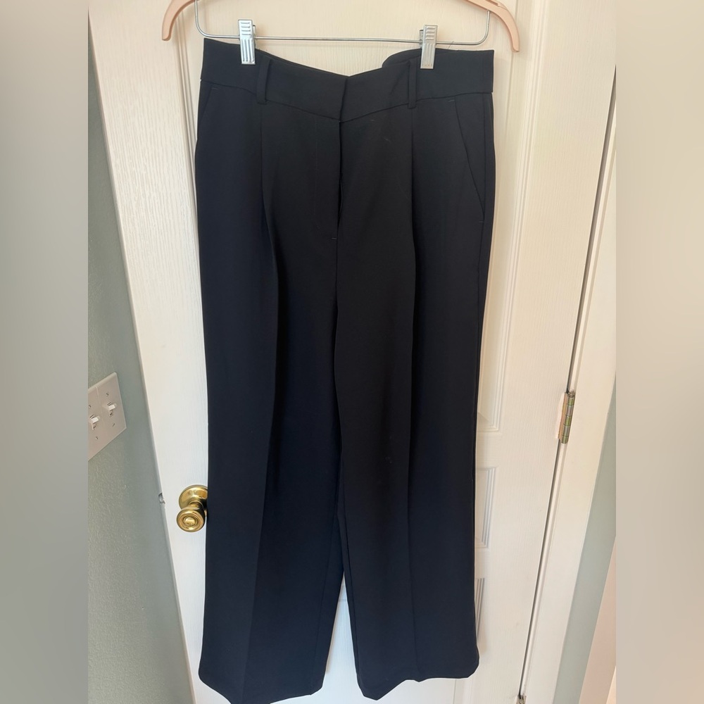 LOFT Black Peyton Wide Leg Trousers